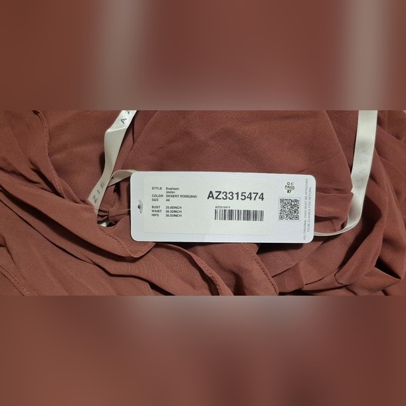 Azazie Pink A-line Maxi Dress with V-neck Slit - Picture 8 of 8